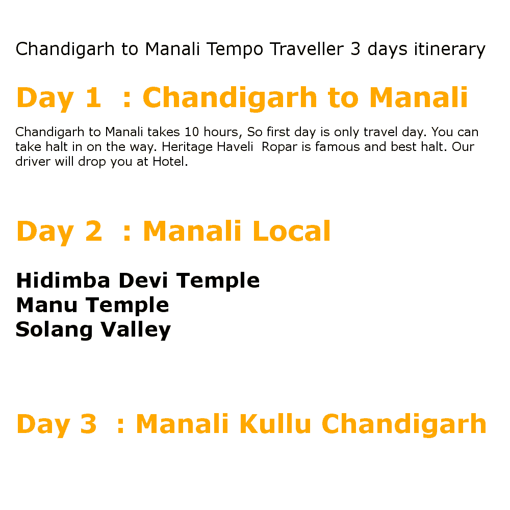 3 days manali tempo traveller