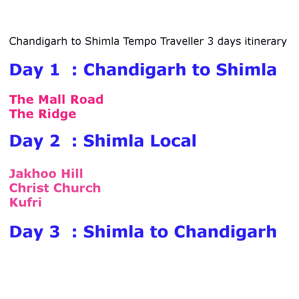 chandigarh to shimla 10 seater tempo traveller